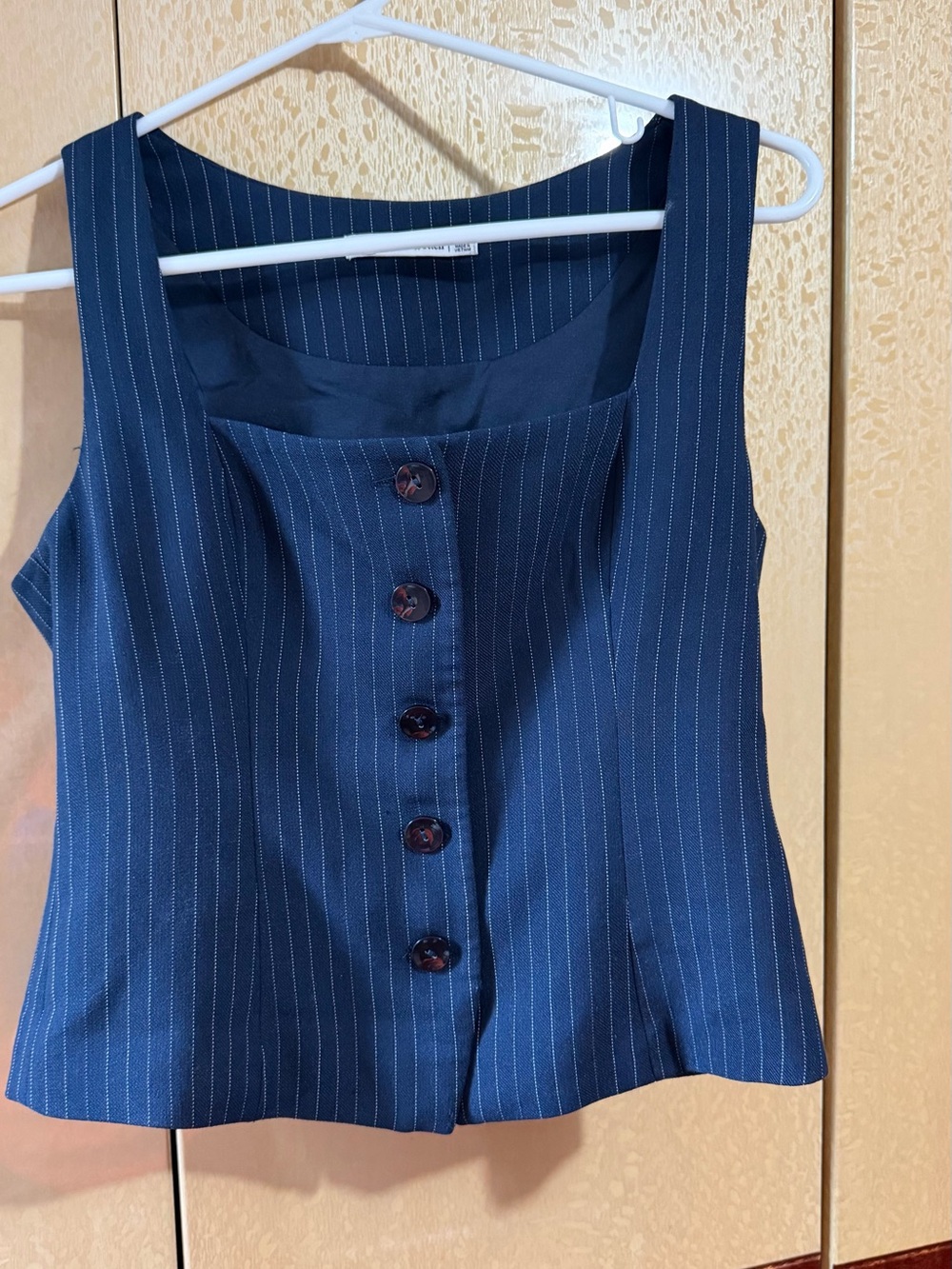 Abercrombie & Fitch Navy Pinstriped Button-Front Camisole
